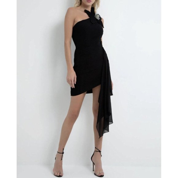 PatBO Flower Applique Mini Dress Black Flower - Picture 5 of 10